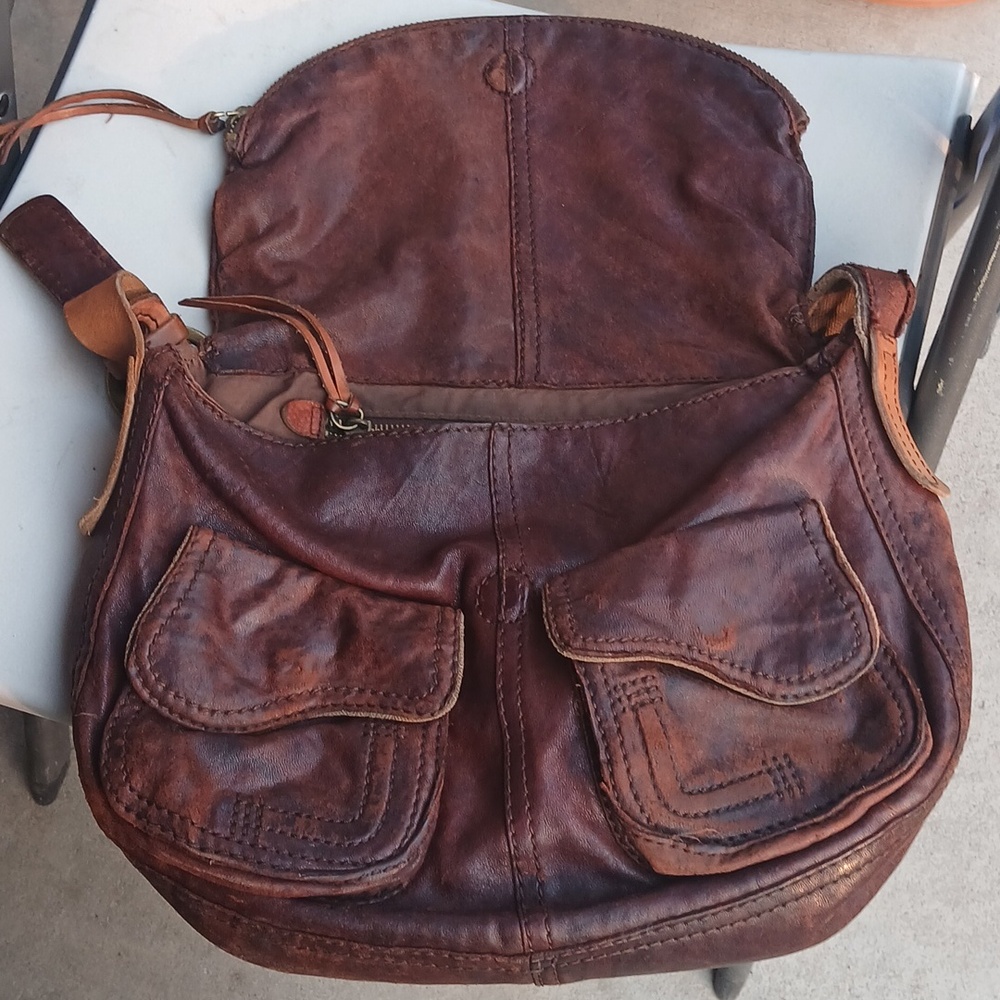 Lucky Brand "Stash" Bag Pre-owned Distressed Chunky Leather - Picture 11 of 16